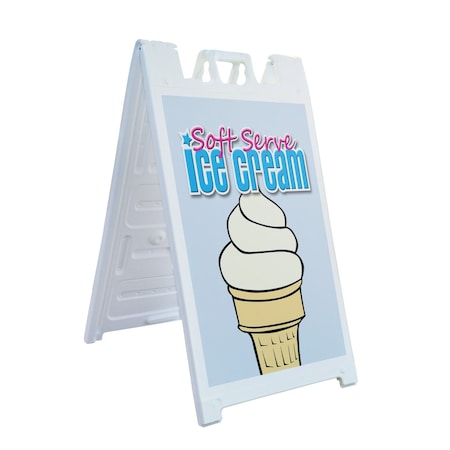 Signmission Soft Serve Vanilla Ice Cream, A-Frame & 2 Sign Inserts, Heavy-Duty Plastic Frame SBHD-C-2436-Soft Serve Vanilla Ice Cream