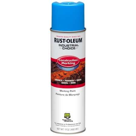 Rust-Oleum Construction Marking Paint, 17 oz., Caution Blue, Water -Based 264694