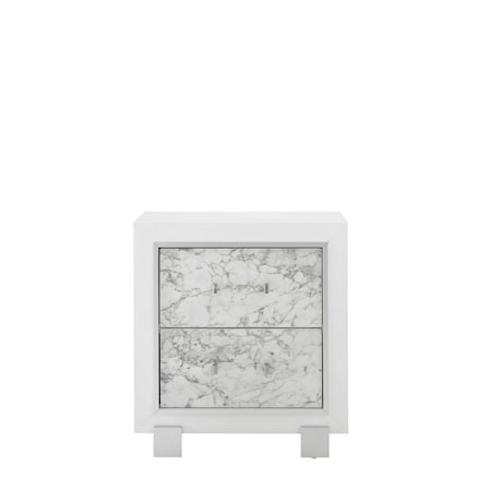 Homeroots 29" White Wood Two Drawer Nightstand 384041