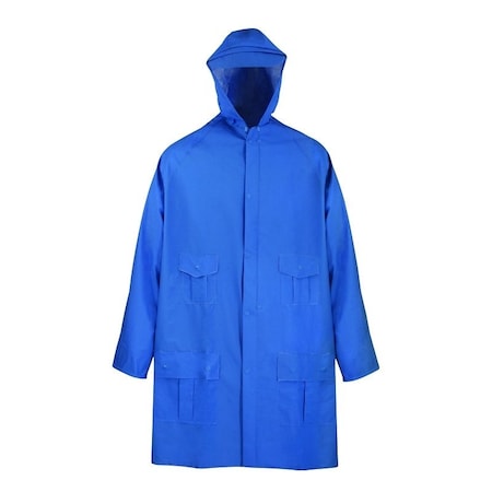Diamondback Rain Parka, XL, PVC, Blue, Hooded Collar, Zipper with Snap Down Storm Flap Closure 8156GRBXL