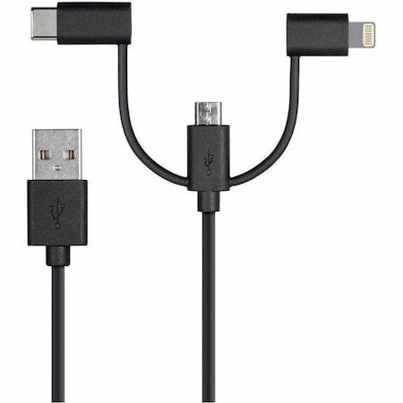 Monoprice Apple MFi Certified USB to Micro USB + USB Type-C + Lightning 3 in 1 C 18789