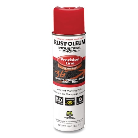 Rust-Oleum IC M1600 System Solvent-Based Precision Line Marking Paint, Flat Red, 17 oz Aerosol Can, 12PK 203029V