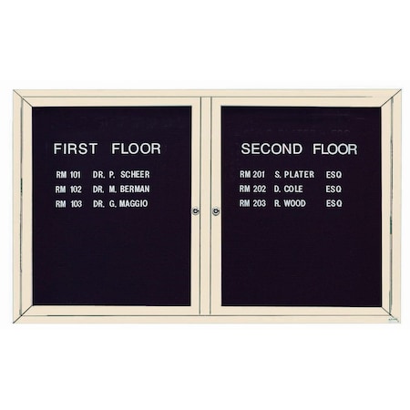 Aarco Outdoor Enclosed Directory w/ Al Frame, Powder Coated Ivory, Letter Panel is Black Vinyl, 36''Hx60''W OADC3660IV