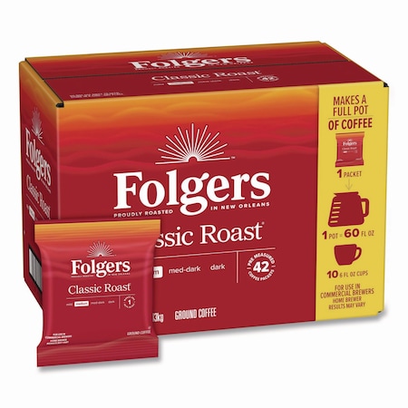 Folgers Classic Roast Ground Coffee Fraction Pack, 1.2 oz Packets, PK42 FOL20457