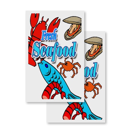 Signmission Fresh Seafood, Vinyl Decals Only 24 Inch x 36 Inch, Vinyl Decal, 2PK DSB-2436-2PACK-Fresh Seafood