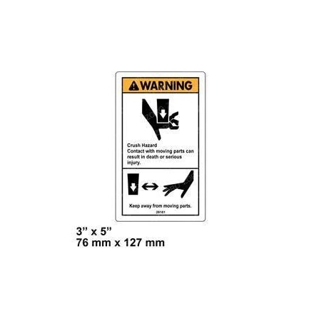 Genie REPLACEMENT DECAL, WARN CRUSH HAZARD HAND 28161GT