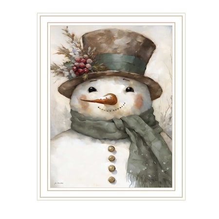 Homeroots Old World Frosty The Snowman White Framed Wall Art 572089