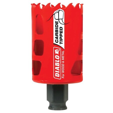 Diablo GP Hole Saw, 1-3/4 in Dia, 2-3/8 in D Cutting, 3/8 in Arbor, Carbide Cutting Edge DHS1750CT