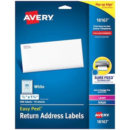 Avery Easy Peel Return Address Labels, PK800 18167