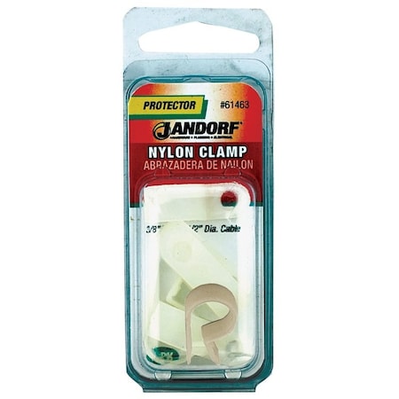 Jandorf Cable Clamp, 1/2 in Max Bundle Dia, 3/8 in W, Nylon, Natural 61463