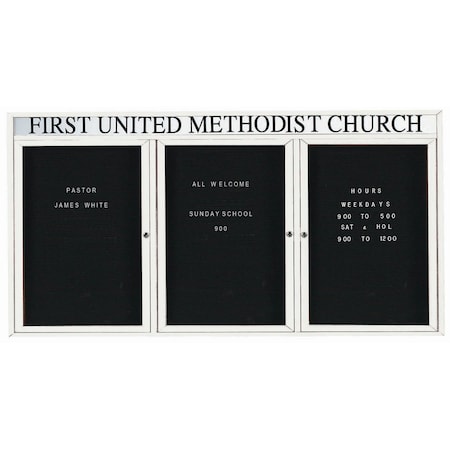 Aarco Outdoor Enclosed Directory w/ Al Frame Header, Powder Coated White, 48''Hx96''W OADC4896-3HW