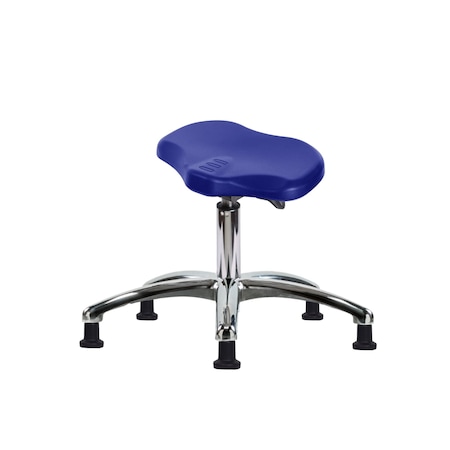 Blue Ridge Ergonomics Polyurethane Ray Sit-Stand Stool Chrome - Desk Height with Stationary Glides in Blue Polyurethane PRPDHSO-CR-RG-BLU