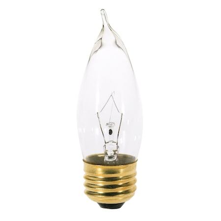 Satco 25W CA10 Incandescent, Clear, 1500 Avg. Hrs, 210 Lu, Medium base, 120V, 2-Card S3764