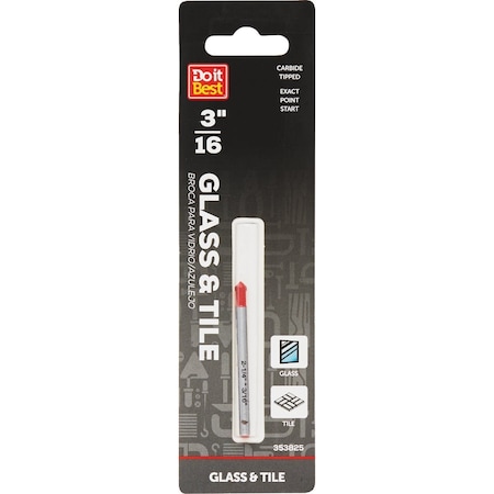 Do It Best 3/16'' x 2-1/4'' Carbide Glass & Tile Drill Bit QJDIB-GT-002