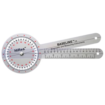 Baseline 360 deg Head Plastic Goniometer Hires with 12 in. Arm Baseline-12-1000HR