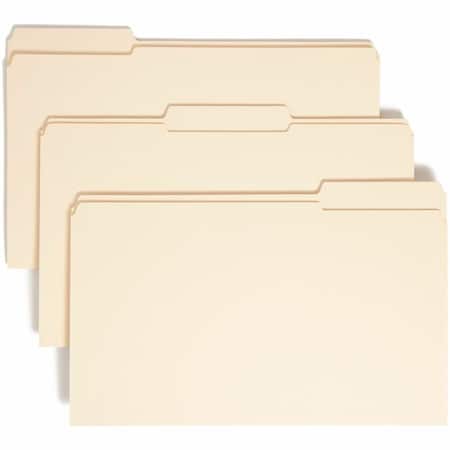 Smead FILE FOLDERS, 1/3 CUT ASSORTED, REINFORCED TOP TAB, LEGAL, MANILA, 100PK 15334