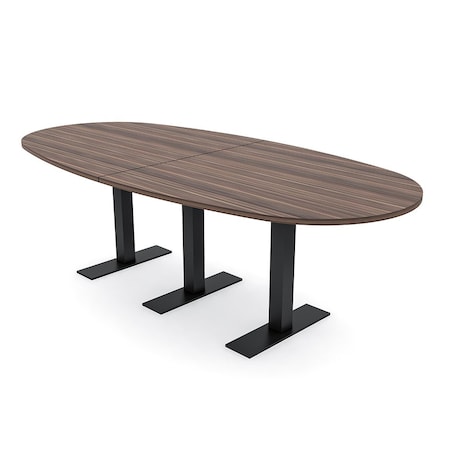 Skutchi Designs 8ft Conference Table With Power Unit | 8 Person Modular Boval Meeting Table | Harmony Series HAR-BOVL-48X96-T.BK-H3041-NA