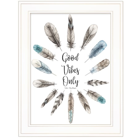 Homeroots Good Vibes Only 1 White Framed Print Wall Art 405595