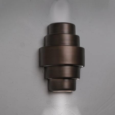 Luxury Lighting Fasciato 15.5 in Tall Ceramic Outdoor Wall Light, Rubbed Bronze Paint Finish, 2PK (2) 122-00-ABr-ud-7