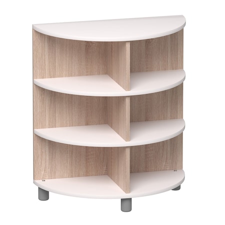 Beleduc By Playwell Genova 28.3inx14.2in Mid-Height 3-Layer End Unit, Modular, White/Oak HPL, 32.6inH, Ages 3+ 846058