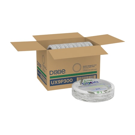 Dixie Disposable Plate, 8 1/2 in, Round, Paper, Pathways, PK300 UX9P300