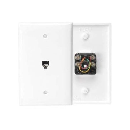 Leviton Telephone Wall Jack, White 40539-PMW
