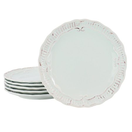 Modern Southern Home Capri 6 Piece 9 Inch Stoneware Embossed Dessert Plate Set in Egg Blue 750120976M