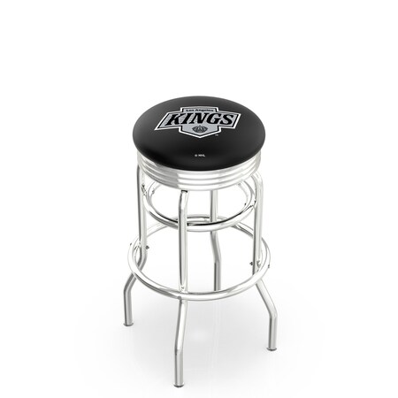 Holland Bar Stool Co 30" Chrome 2-Ring Los Angeles Kings Swivel Bar Stool, Accent Ring L7C3C30LAKing