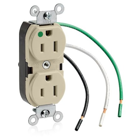Leviton Leaded Dup Rec HG 15A 125V Self-Gr Ivr 8200-LI