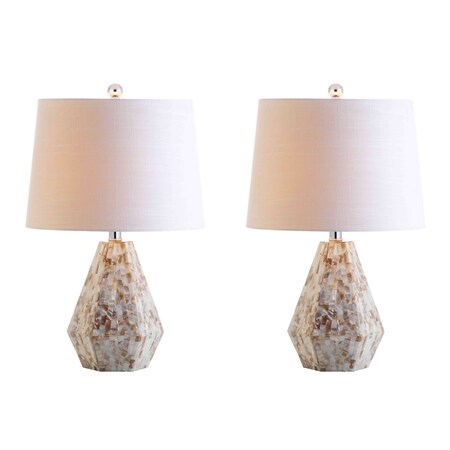 Jonathan Y Isabella 21" Seashell LED Table Lamp, Natural Ivory, 2PK JYL4004A-SET2