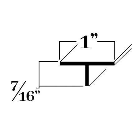 Brunner Aluminum "T" Channel 1" x 7/16" x 1/16" Thick, 6063-T5 4 Feet Satin Anodized T21607 S4
