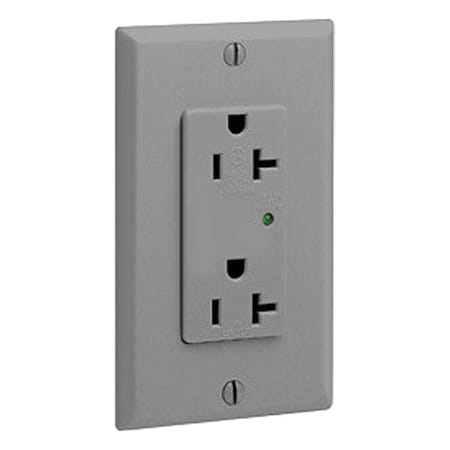 Leviton PlugsandReceptacles, 20A, 125VAC, Gry, Nylon 5380-GY