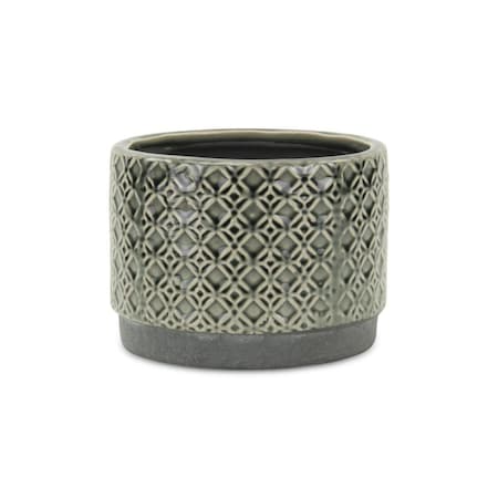 Cheungs 6.75 x 6.75 x 5 in. Zajedani Wide Lattice Pot, Gray 5781GR-L