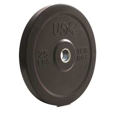 Troy Barbell 25 lbs USA Rubber Bumper Plate, Black GBO-025SBP