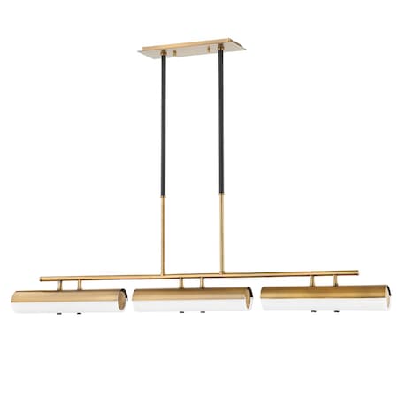 Troy Lighting Titus 3 Light Linear 48.5 In. Patina Brass F3248-PBR/SBK