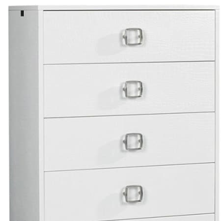 Homeroots 32" White Manufactured Wood + Solid Wood Stainless Steel Six Drawer Chest 491543