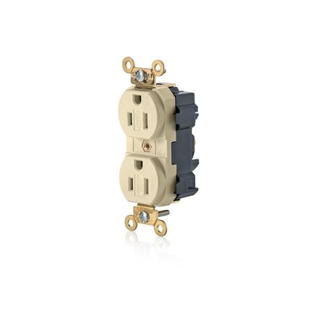 Leviton Lev-Lok Industrial Grade Tamper Resistant Duplex Receptacle, 15 Amp, 125 Volt M5262-SGI
