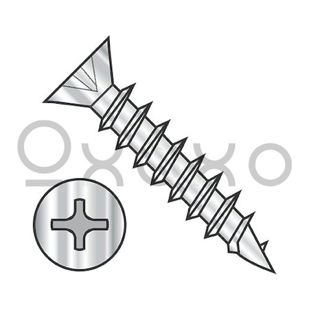 Oxoxo 8-11X1/2 Phillips Flat Head no Nibs Deep Thread Wood Screw F/T 410 Stainless Bright Hard, 5000PK 620492