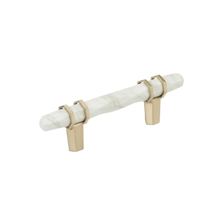Amerock Carrione 3 inch 76mm Center-to-Center Marble White/Golden Champagne Cabinet Pull BP36639MWBBZ