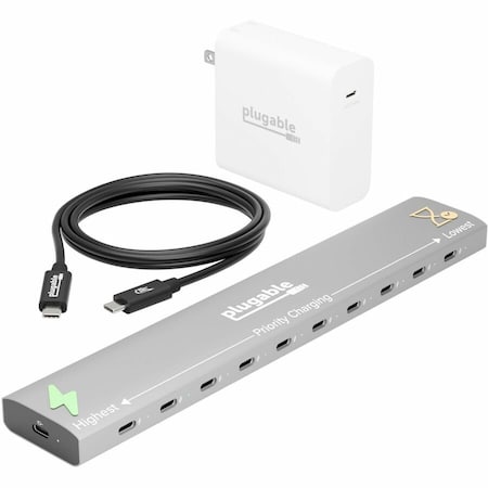 Plugable USB-C CHARGING BUNDLE 10-PORT CHARGING STATION WITH PRIORITYSHARE, 140W BND-PS-10CC