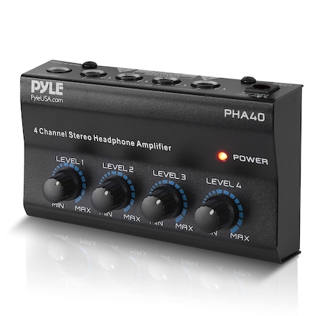 Pyle Pyle 4-Channel Portable Stereo Headphone Amplifier - Mini Splitter Amp, Independent Volume Control PHA40