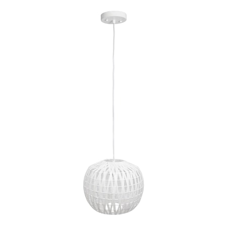 Homeroots White Sphere Hemp Ceiling Light With White Shades 651688