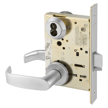 Sargent Office or Entry Mortise Lock, LN Rose, L Lever, SFIC Prep Less Core, Satin Chrome 70-8205 LNL 26D