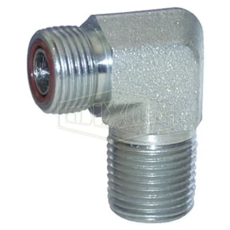 Dixon Hydraulic Elbow, 1-3/16-12 x 3/4-14 Nominal, Male Flat Face x Male NPTF, Carbon Steel FS2501-12-12