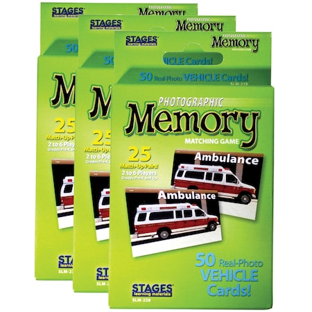 Stages Learning Materials Photographic Memory Matching Game, Vehicles, 3PK 228