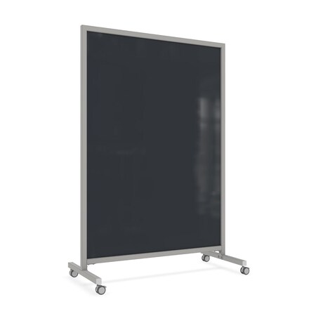 Ghent EZ Mobile Glassboard, Aluminum Frame, Non-Magnetic, 75"H x 50"W, Black EZ1NA7550BK