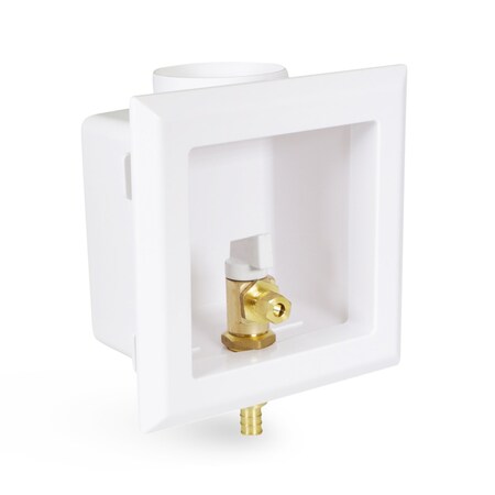 Everflow Icemaker Outlet Box W/ Valves; 1/2'' PEX B; White ABS (Single) SB100-P