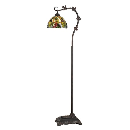 Homeroots 61" Bronze Floor Lamp With Green And Yellow Glass Dome Shade 526269