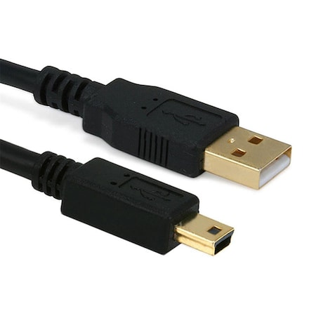 Cmple USB 2.0 MALE A to MINI B 5 PIN Gold Plated Cable -10FT Black 668-N