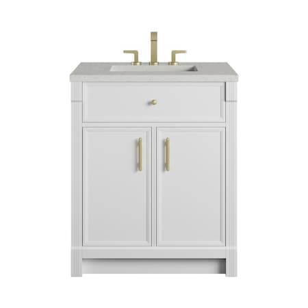 James Martin Vanities Bellshire 30" Single Vanity, Bright White w/ 3 CM Lime Delight Silestone Top 660-V30-BW-3LDL